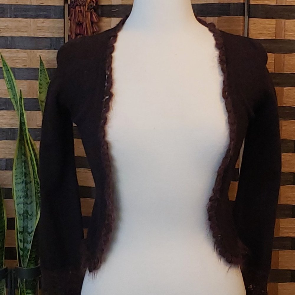 MOHAIR shrug cardigan features scalloping England